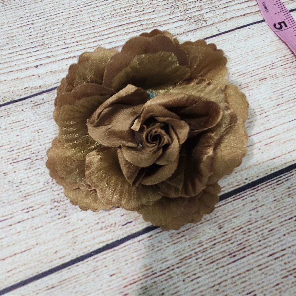 Vintage Handmade Shimmery Brown Floral Brooch